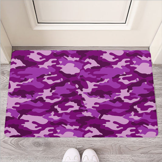 Dark Purple Camouflage Print Rubber Doormat