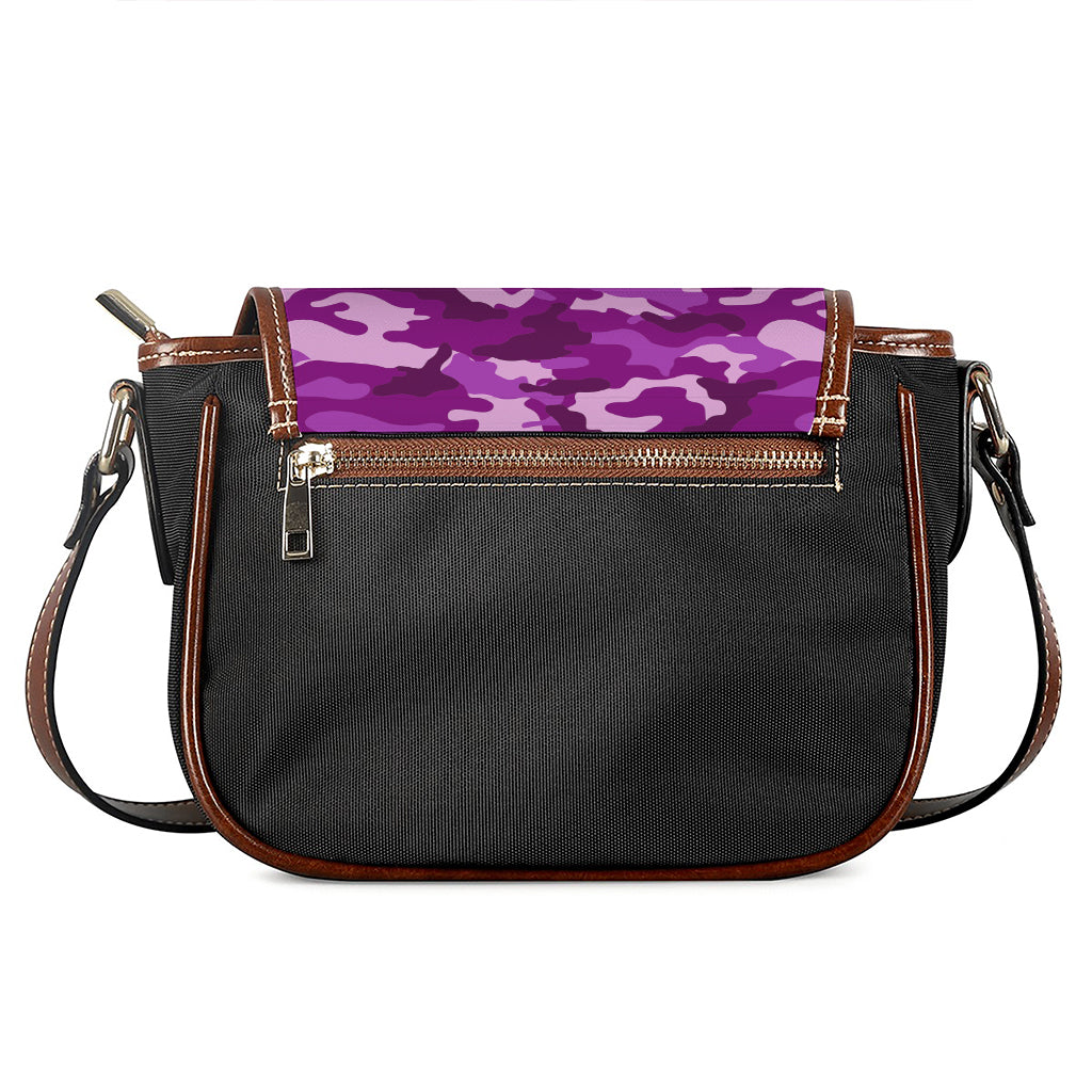 Dark Purple Camouflage Print Saddle Bag