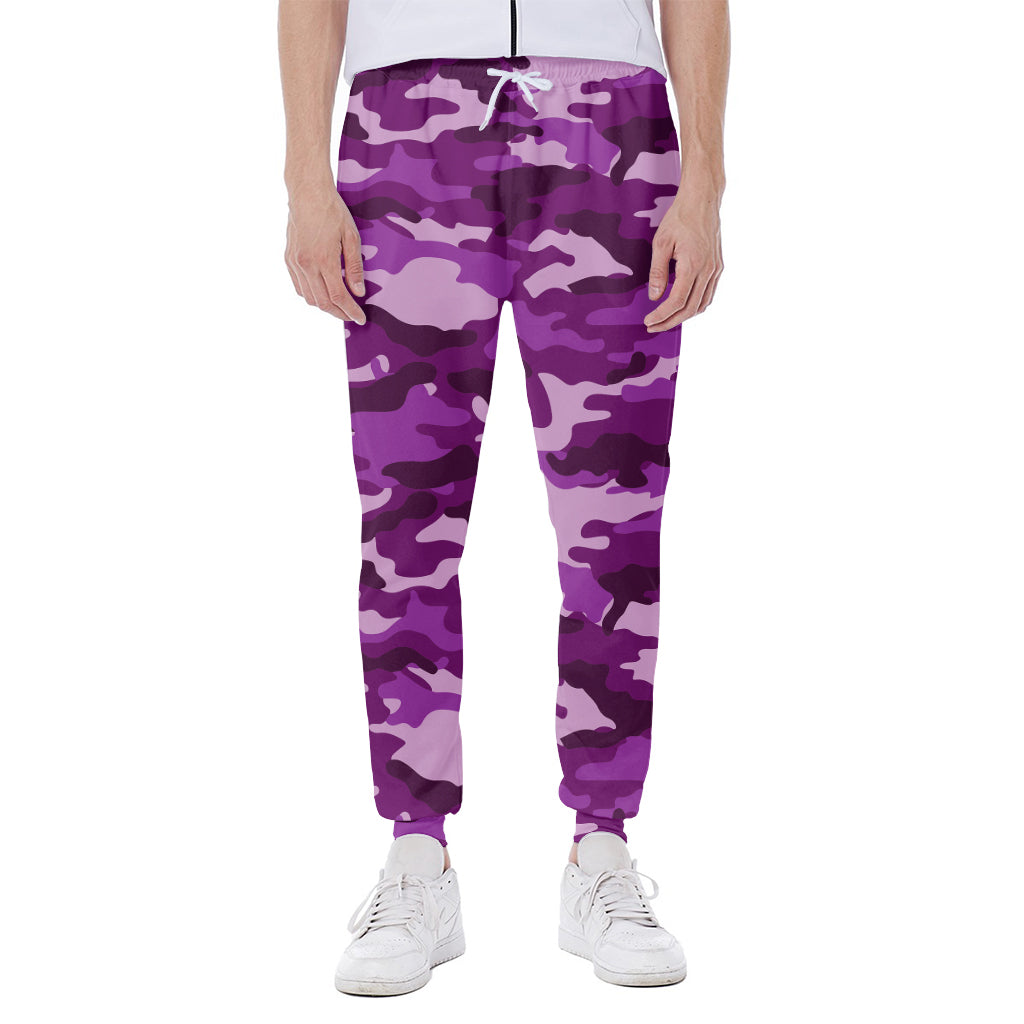 Dark Purple Camouflage Print Scuba Joggers