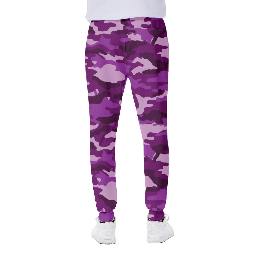 Dark Purple Camouflage Print Scuba Joggers