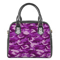 Dark Purple Camouflage Print Shoulder Handbag