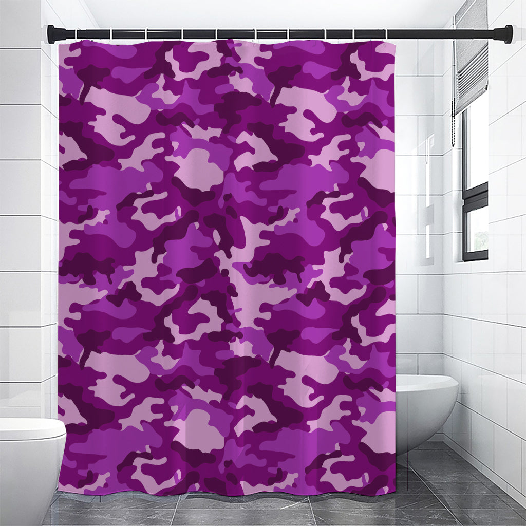 Dark Purple Camouflage Print Shower Curtain
