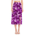 Dark Purple Camouflage Print Side Slit Midi Skirt