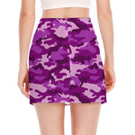 Dark Purple Camouflage Print Side Slit Mini Skirt