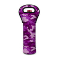 Dark Purple Camouflage Print Single Neoprene Wine Tote