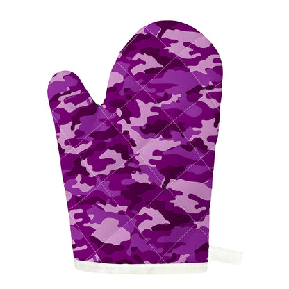 Dark Purple Camouflage Print Single Oven Mitt