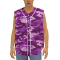 Dark Purple Camouflage Print Sleeveless Baseball Jersey