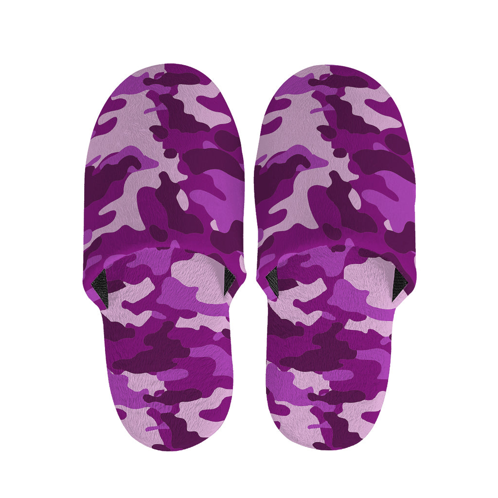 Dark Purple Camouflage Print Slippers
