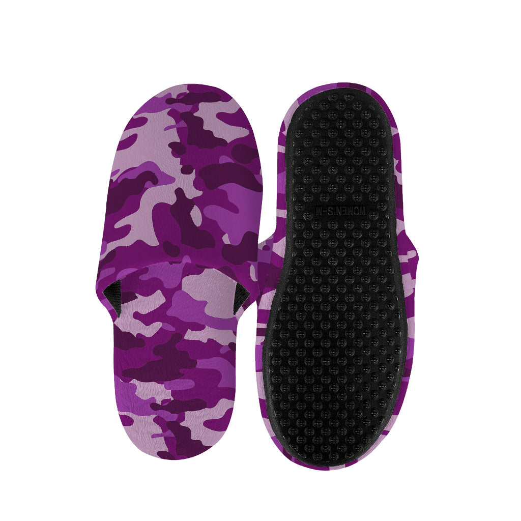Dark Purple Camouflage Print Slippers