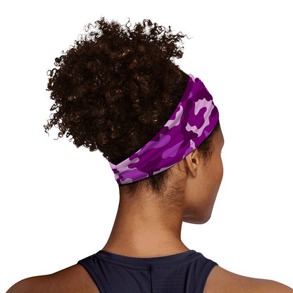 Dark Purple Camouflage Print Sports Headband