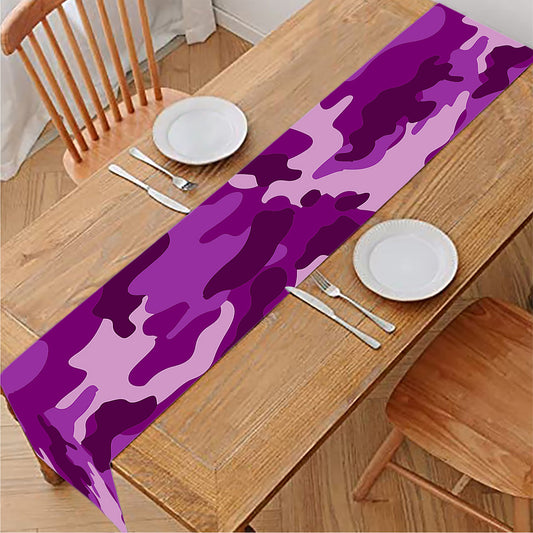 Dark Purple Camouflage Print Table Runner
