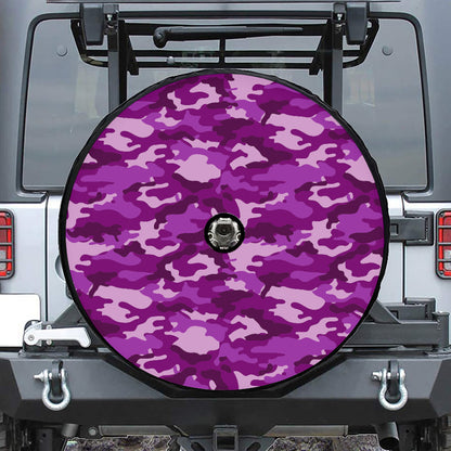 Dark Purple Camouflage Print Tire Cover With Camera Hole