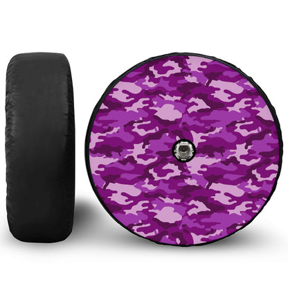 Dark Purple Camouflage Print Tire Cover With Camera Hole