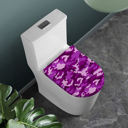 Dark Purple Camouflage Print Toilet Lid Cover