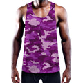 Dark Purple Camouflage Print Men's Workout Tank Top