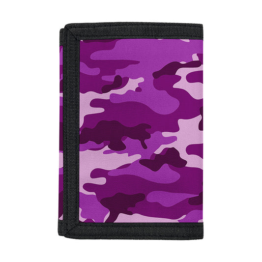 Dark Purple Camouflage Print Trifold Wallet