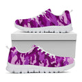 Dark Purple Camouflage Print White Running Shoes