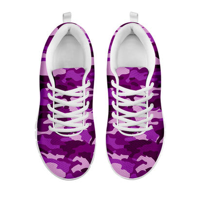 Dark Purple Camouflage Print White Running Shoes