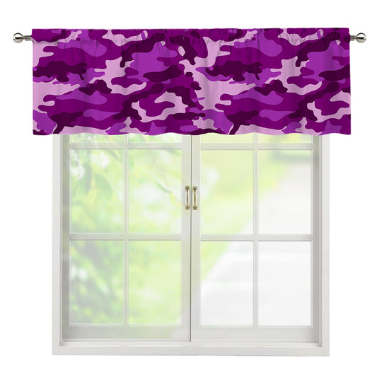 Dark Purple Camouflage Print Window Valance