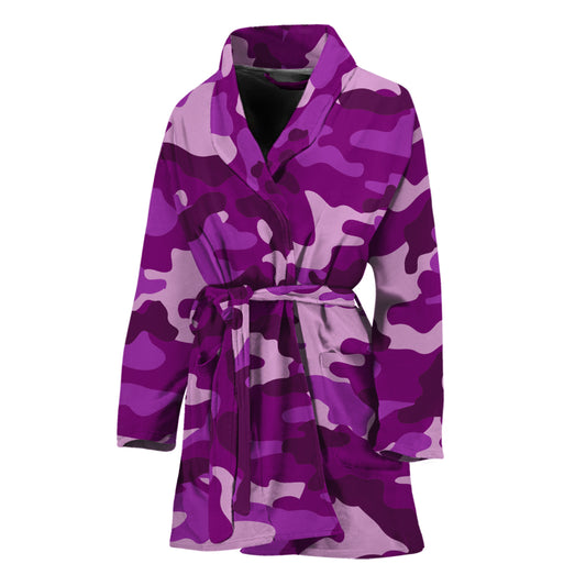Dark Purple Camouflage Print Women's Bathrobe