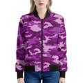 Dark Purple Camouflage Print Women's Bomber Jacket