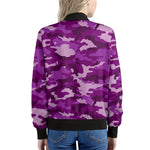 Dark Purple Camouflage Print Women's Bomber Jacket
