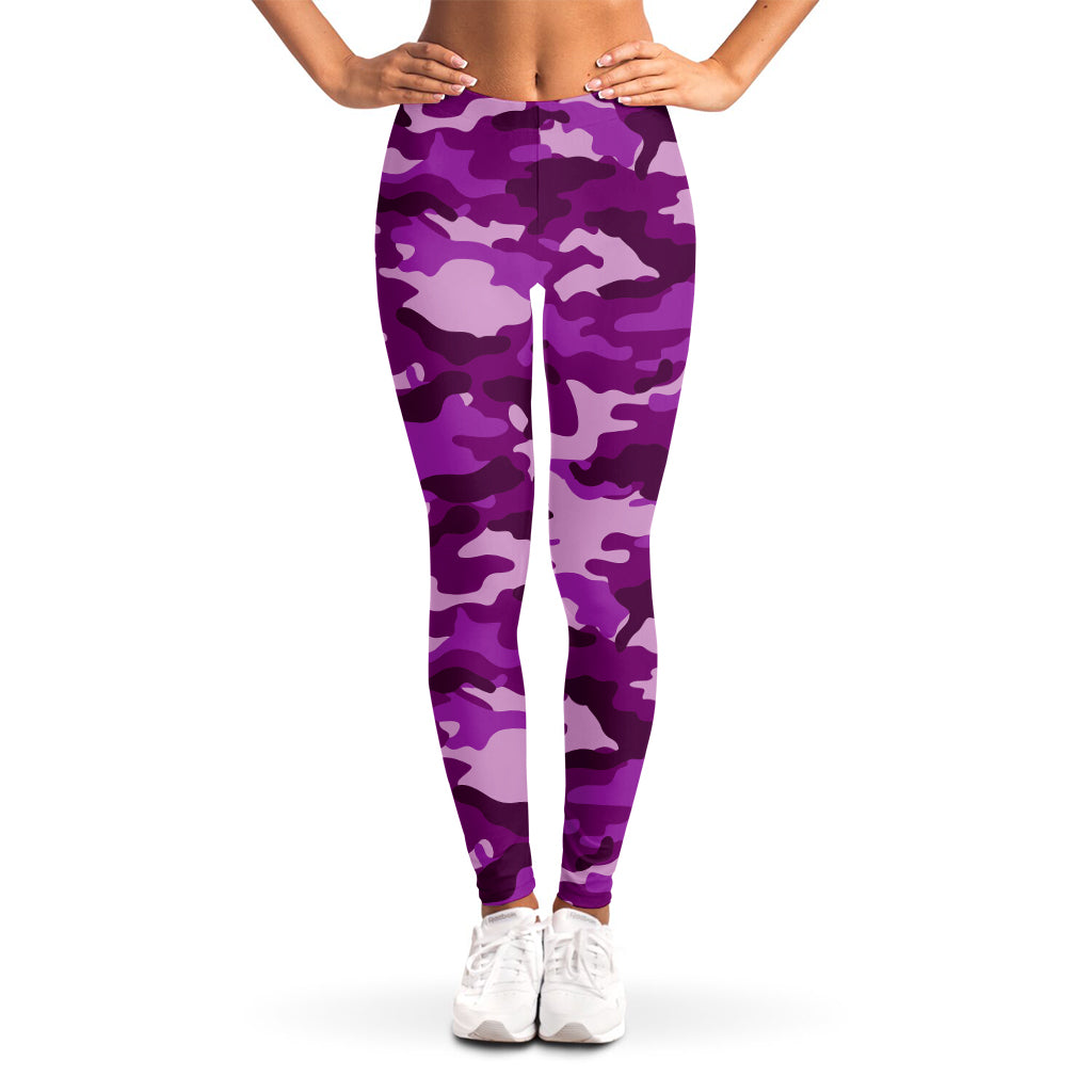 Dark Purple Camouflage Print Women's Leggings