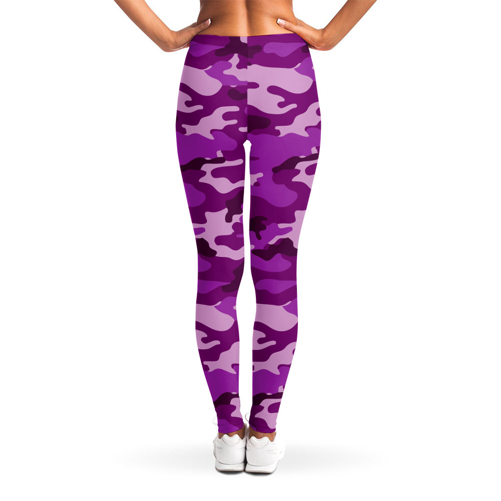 Dark Purple Camouflage Print Women's Leggings