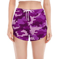 Dark Purple Camouflage Print Women's Split Running Shorts