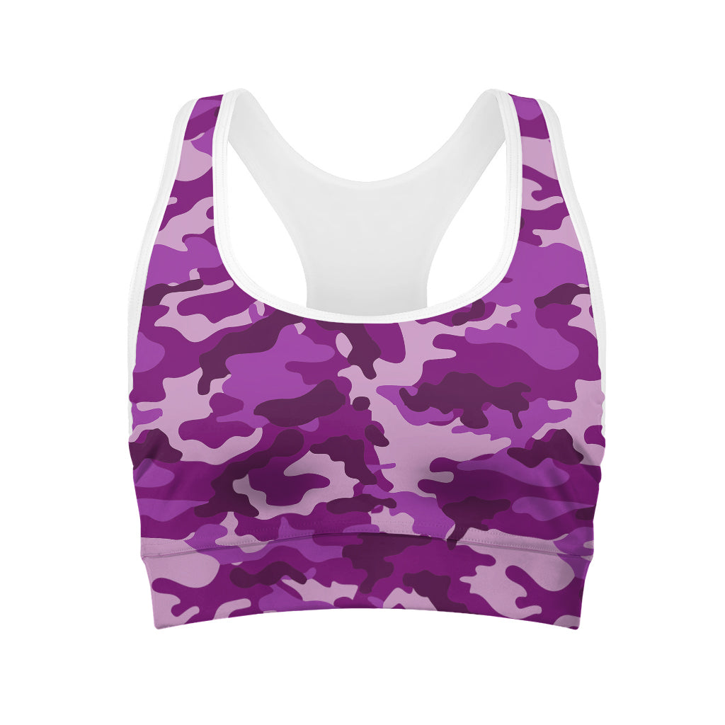 Dark Purple Camouflage Print Women's Sports Bra