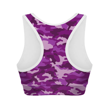 Dark Purple Camouflage Print Women's Sports Bra