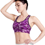 Dark Purple Camouflage Print Women's Sports Bra