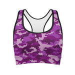 Dark Purple Camouflage Print Women's Sports Bra