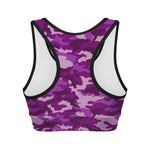 Dark Purple Camouflage Print Women's Sports Bra