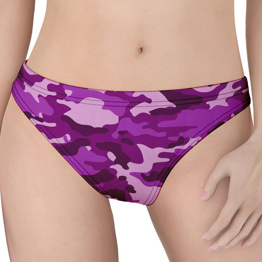Dark Purple Camouflage Print Women's Thong