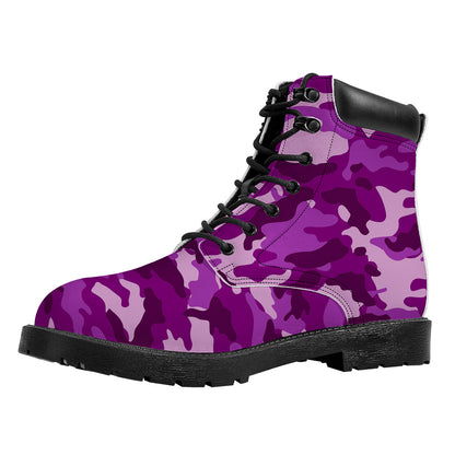 Dark Purple Camouflage Print Work Boots