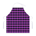 Dark Purple Check Pattern Print Adjustable Apron