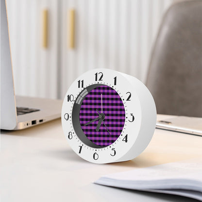 Dark Purple Check Pattern Print Alarm Clock