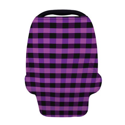Dark Purple Check Pattern Print Baby Seat Cover