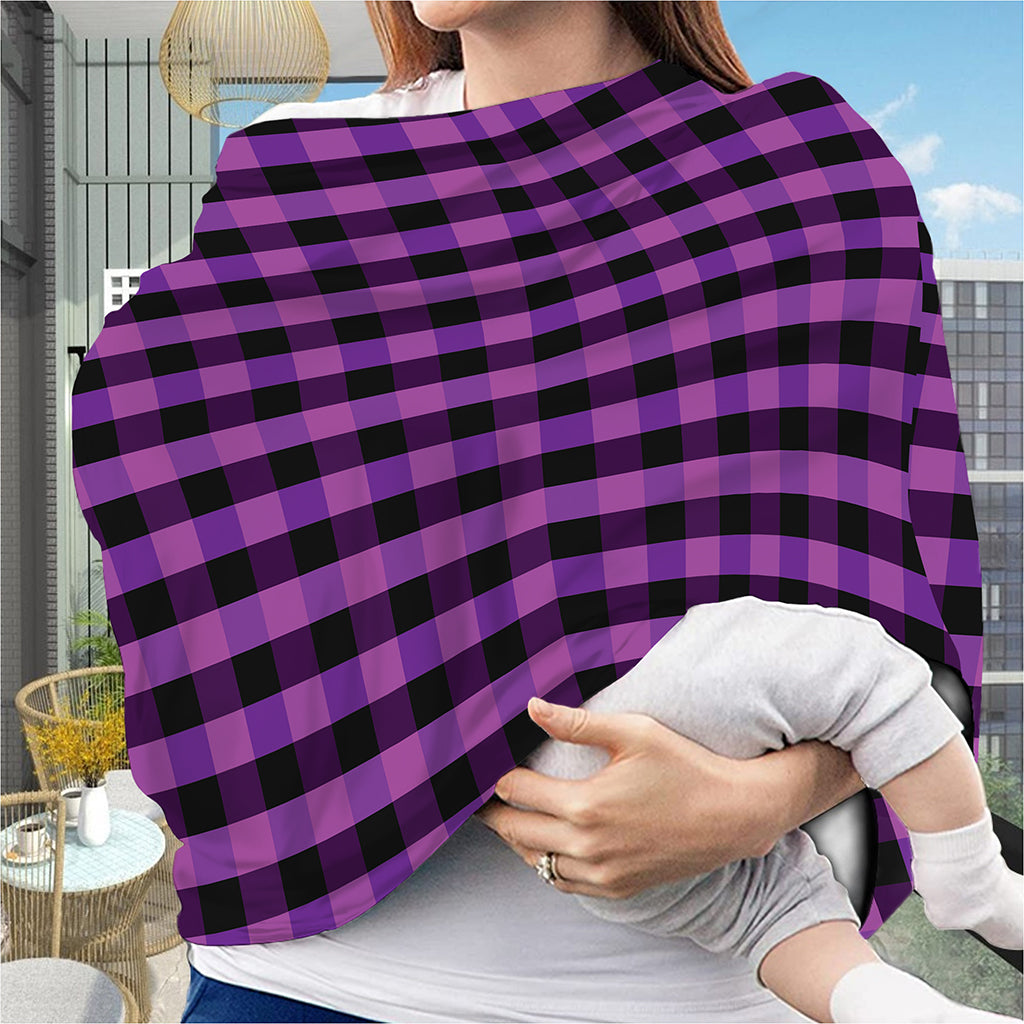 Dark Purple Check Pattern Print Baby Seat Cover