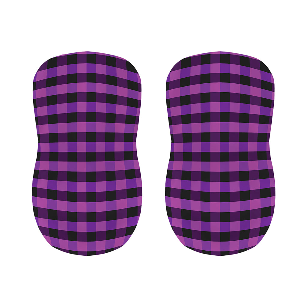 Dark Purple Check Pattern Print Bar Stool Covers