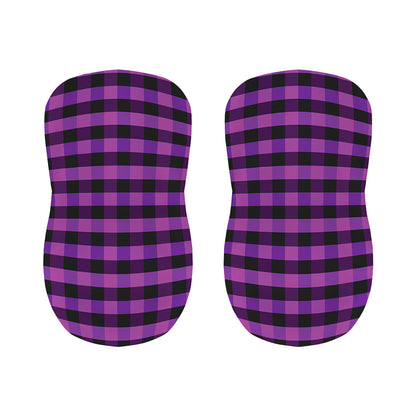 Dark Purple Check Pattern Print Bar Stool Covers