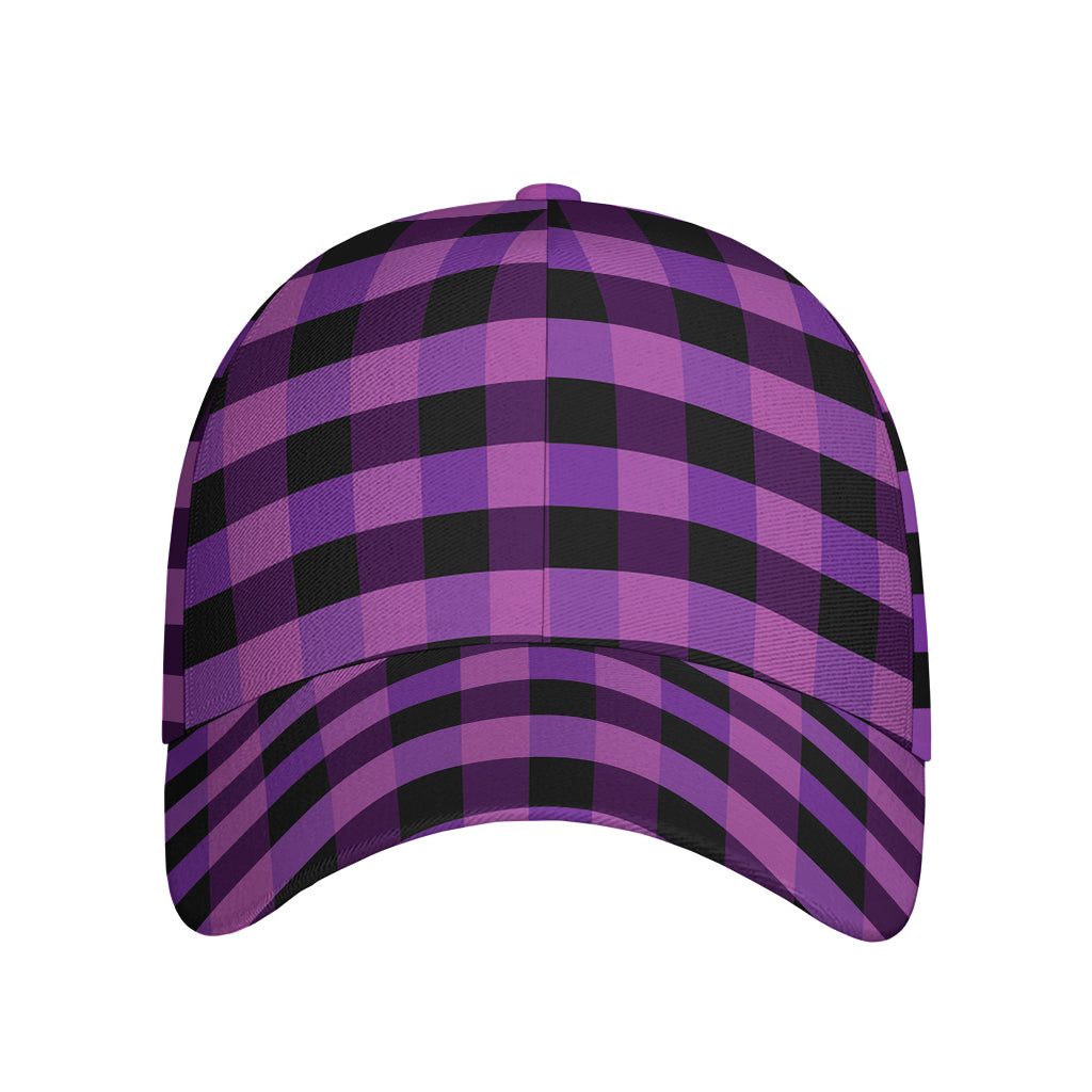 Dark Purple Check Pattern Print Baseball Cap