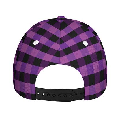 Dark Purple Check Pattern Print Baseball Cap