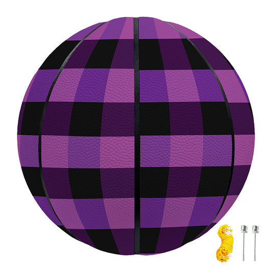 Dark Purple Check Pattern Print Basketball
