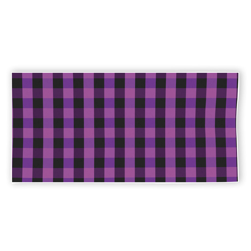 Dark Purple Check Pattern Print Beach Towel