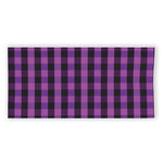 Dark Purple Check Pattern Print Beach Towel