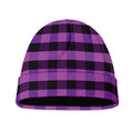 Dark Purple Check Pattern Print Beanie