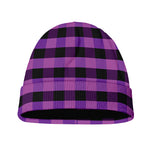 Dark Purple Check Pattern Print Beanie
