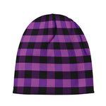 Dark Purple Check Pattern Print Beanie